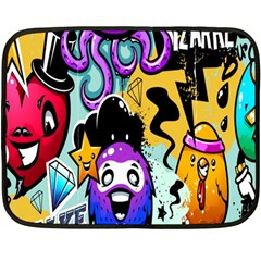 Cartoon Graffiti, Art, Black, Colorful, Wallpaper Fleece Blanket (mini) by nateshop