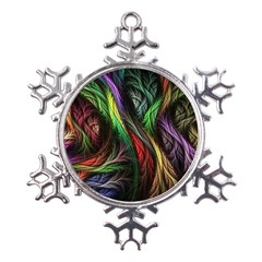 Abstract Psychedelic Metal Large Snowflake Ornament by Sarkoni