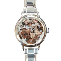 3d Vintage World Map Round Italian Charm Watch by Grandong