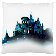 Blue Castle Halloween Horror Haunted House Large Premium Plush Fleece Cushion Case (one Side) by Sarkoni