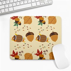 Leaves Foliage Acorns Barrel Large Mousepad by Ndabl3x