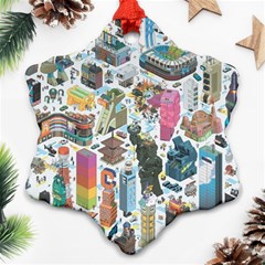 City Pattern Pixel Art Japan Ornament (snowflake) by Sarkoni