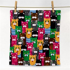 Cats Funny Colorful Pattern Texture Face Towel by Grandong