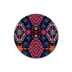 Pattern Ornament Motif Colorful Texture Rubber Coaster (round) by Grandong