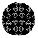 Black Diamond Pattern Large 18  Premium Round Cushions Back