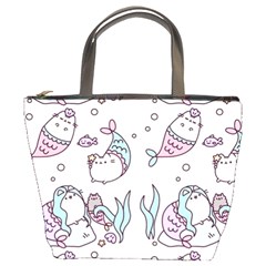 Cartoon Cat Cute Animal Kawaii Pastel Pattern Bucket Bag by Ndabl3x