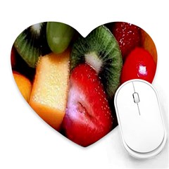 Fruits, Food, Green, Red, Strawberry, Yellow Heart Mousepad by nateshop