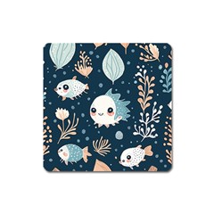 Fish Pattern Square Magnet by Valentinaart