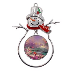 Abstract Flowers  Metal Snowman Ornament by Internationalstore