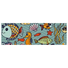 Cartoon Underwater Seamless Pattern With Crab Fish Seahorse Coral Marine Elements Banner And Sign 9  X 3  by uniart180623