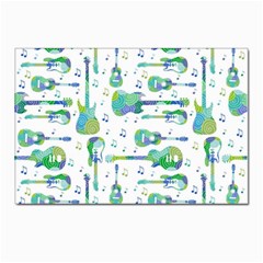 Guitars Music Notes Seamless Pattern Postcard 4 x 6  (pkg Of 10) by Pakjumat