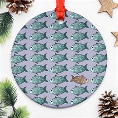 Fishes Pattern Background Theme Round Ornament (two Sides) by Pakjumat