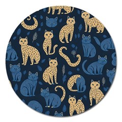 Cat Pattern Animal Magnet 5  (round) by Pakjumat