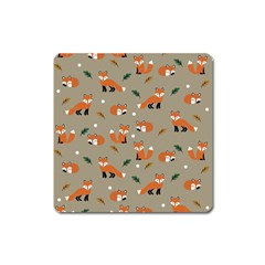 Fox Pattern Texture Square Magnet by Pakjumat