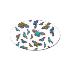 Butterflies T- Shirt Colorful Butterflies In Rainbow Colors T- Shirt Sticker (oval) by EnriqueJohnson