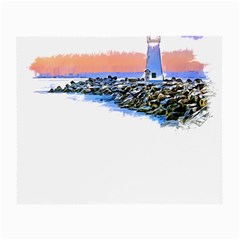 Breakwater Santa Cruz T- Shirt Lighthouse Breakwater Santa Cruz U S A Voyage Art Digital Painting Wa Small Glasses Cloth by JamesGoode