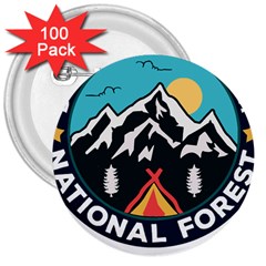 Bridger Teton National Forest T- Shirt Bridger Teton National Forest T- Shirt 3  Buttons (100 Pack)  by JamesGoode