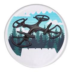 Build Crash Repeat Drone T- Shirt Build Crash Repeat Funny Drone Pilot Flying Pun T- Shirt Round Glass Fridge Magnet (4 Pack)