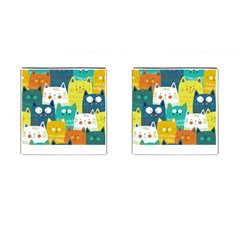 Cat T- Shirt Cute Cats Colorful Seamless Pattern T- Shirt Cufflinks (square) by EnriqueJohnson