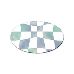 Checkerboard T- Shirt Psychedelic Watercolor Check Aqua T- Shirt Sticker (oval) by EnriqueJohnson