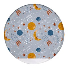 Cosmos T- Shirt Cute Baby Cosmic Pattern T- Shirt Round Glass Fridge Magnet (4 Pack)