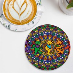 Grateful Dead Pattern Uv Print Round Tile Coaster by Sarkoni