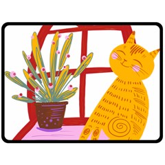 Cat Pet Ginger Art Animal Cartoon Two Sides Fleece Blanket (large) by uniart180623