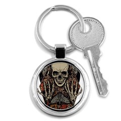 Gray And Multicolored Skeleton Illustration Key Chain (round) by uniart180623