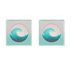 Tidal Wave Ocean Sea Tsunami Wave Minimalist Cufflinks (square) by uniart180623