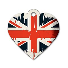 Union Jack England Uk United Kingdom London Dog Tag Heart (one Side) by uniart180623