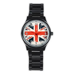 Union Jack England Uk United Kingdom London Stainless Steel Round Watch by uniart180623