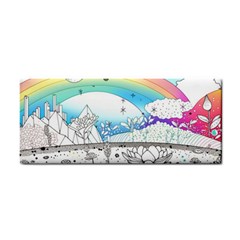 Rainbow Fun Cute Minimal Doodle Drawing Hand Towel by uniart180623