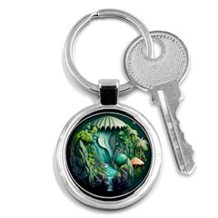 Waterfall Jungle Nature Paper Craft Trees Tropical Key Chain (round) by uniart180623