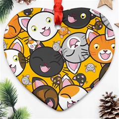 Cats-cute-kitty-kitties-kitten Heart Ornament (two Sides) by Ket1n9