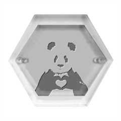 Panda Love Heart Hexagon Wood Jewelry Box by Ket1n9