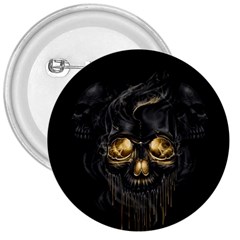 Art Fiction Black Skeletons Skull Smoke 3  Buttons by Ket1n9