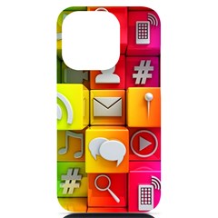 Colorful 3d Social Media Iphone 14 Pro Black Uv Print Case by Ket1n9