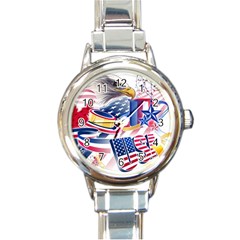 United States Of America Usa  Images Independence Day Round Italian Charm Watch by Ket1n9