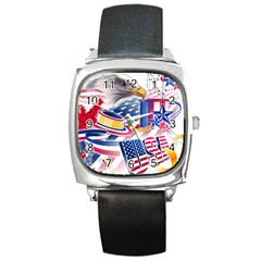 United States Of America Usa  Images Independence Day Square Metal Watch by Ket1n9