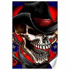 Confederate Flag Usa America United States Csa Civil War Rebel Dixie Military Poster Skull Canvas 24  X 36  by Ket1n9