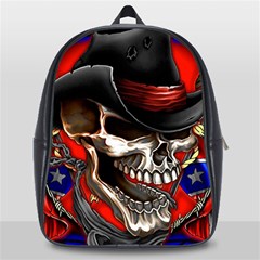 Confederate Flag Usa America United States Csa Civil War Rebel Dixie Military Poster Skull School Bag (large) by Ket1n9