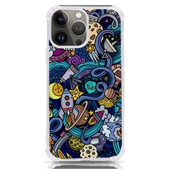 Cartoon-hand-drawn-doodles-on-the-subject-of-space-style-theme-seamless-pattern-vector-background Iphone 13 Pro Max Tpu Uv Print Case by Ket1n9