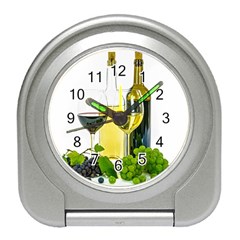 White-wine-red-wine-the-bottle Travel Alarm Clock by Ket1n9