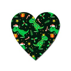 Christmas Funny Pattern Dinosaurs Heart Magnet by Ket1n9