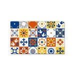 Mexican-talavera-pattern-ceramic-tiles-with-flower-leaves-bird-ornaments-traditional-majolica-style- Sticker Rectangular (10 pack) Front