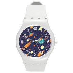 Space Galaxy Planet Universe Stars Night Fantasy Round Plastic Sport Watch (m) by Grandong