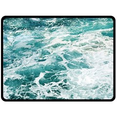 Blue Crashing Ocean Wave Fleece Blanket (large) by Jack14