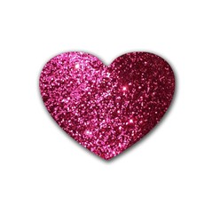 Pink Glitter Rubber Coaster (heart) by Amaryn4rt