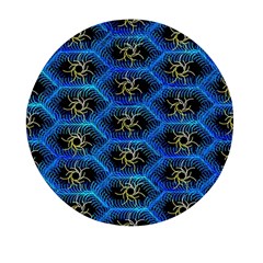 Blue Bee Hive Pattern Mini Round Pill Box by Amaryn4rt