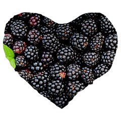 Blackberries-background-black-dark Large 19  Premium Heart Shape Cushions by Amaryn4rt